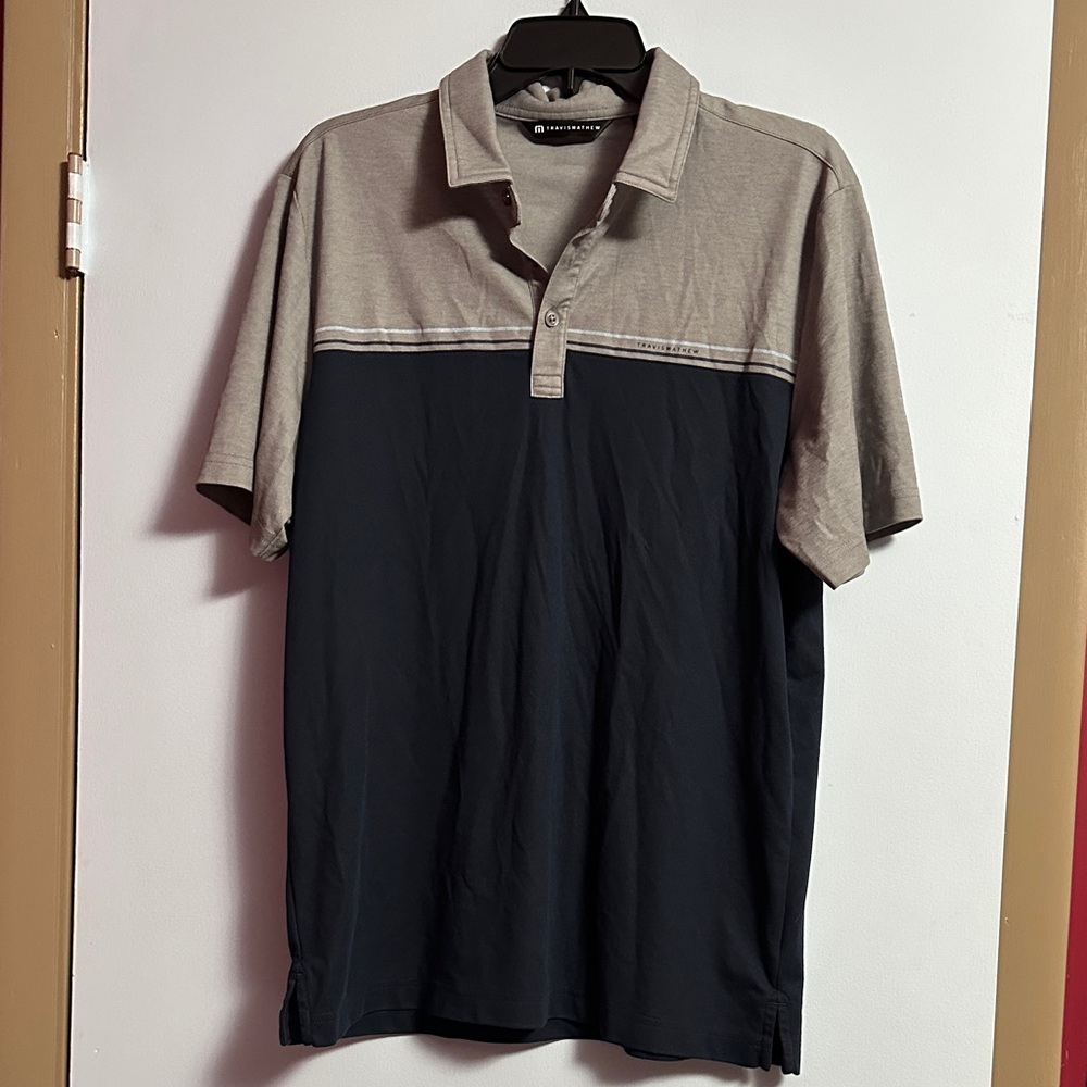 Travis Mathew Gray and Navy Polo Shirt